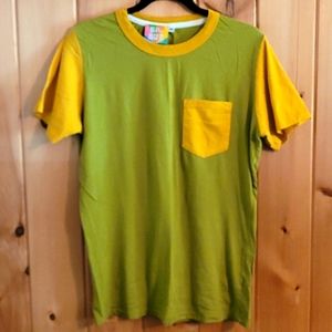 Big Bud Press sz XS Mustard & "Gross Green" Ringer Tee w/ Chest Pocket